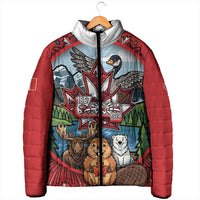 Happy Canada Day Padded Jacket Cute Wildlife Animals Maple Leaf