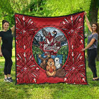 Happy Canada Day Quilt Cute Wildlife Animals Maple Leaf