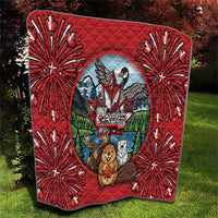 Happy Canada Day Quilt Cute Wildlife Animals Maple Leaf
