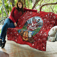 Happy Canada Day Quilt Cute Wildlife Animals Maple Leaf