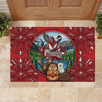Happy Canada Day Rubber Doormat Cute Wildlife Animals Maple Leaf