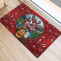 Happy Canada Day Rubber Doormat Cute Wildlife Animals Maple Leaf