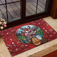 Happy Canada Day Rubber Doormat Cute Wildlife Animals Maple Leaf