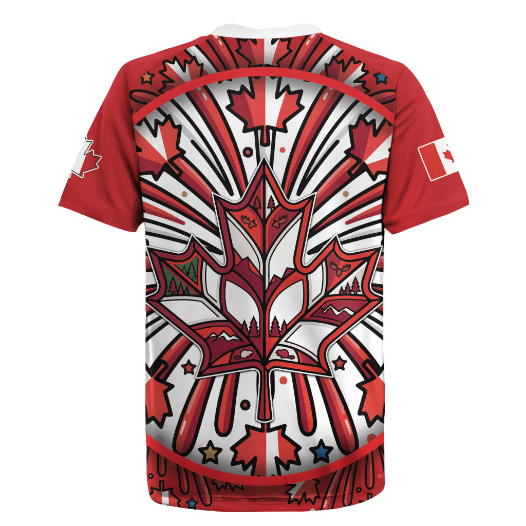 Happy Canada Day Rugby Jersey Cute Wildlife Animals Maple Leaf