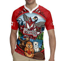 Happy Canada Day Rugby Jersey Cute Wildlife Animals Maple Leaf