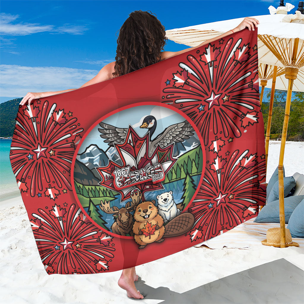Happy Canada Day Sarong Cute Wildlife Animals Maple Leaf