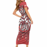 Happy Canada Day Short Sleeve Bodycon Dress Cute Wildlife Animals Maple Leaf DT05