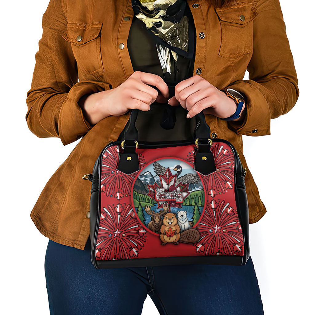 Happy Canada Day Shoulder Handbag Cute Wildlife Animals Maple Leaf