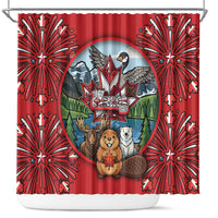 Happy Canada Day Shower Curtain Cute Wildlife Animals Maple Leaf
