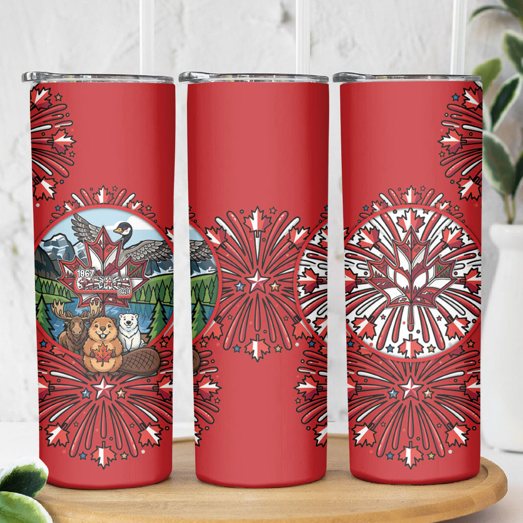 Happy Canada Day Skinny Tumbler Cute Wildlife Animals Maple Leaf