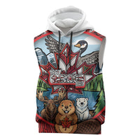 Happy Canada Day Sleeveless Hoodie Cute Wildlife Animals Maple Leaf