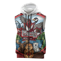 Happy Canada Day Sleeveless Zip Hoodie Cute Wildlife Animals Maple Leaf