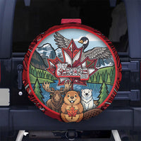 Happy Canada Day Spare Tire Cover Cute Wildlife Animals Maple Leaf