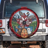 Happy Canada Day Spare Tire Cover Cute Wildlife Animals Maple Leaf