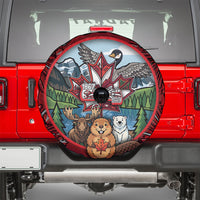 Happy Canada Day Spare Tire Cover Cute Wildlife Animals Maple Leaf