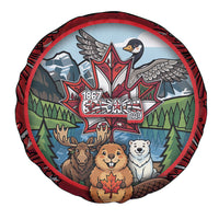 Happy Canada Day Spare Tire Cover Cute Wildlife Animals Maple Leaf