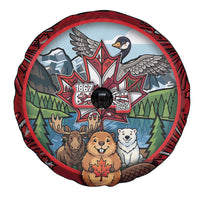 Happy Canada Day Spare Tire Cover Cute Wildlife Animals Maple Leaf