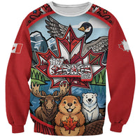Happy Canada Day Sweatshirt Cute Wildlife Animals Maple Leaf