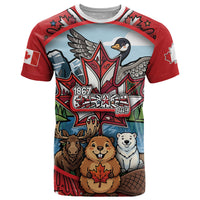 Happy Canada Day T Shirt Cute Wildlife Animals Maple Leaf