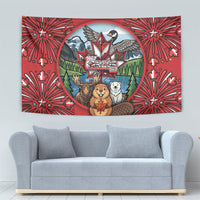 Happy Canada Day Tapestry Cute Wildlife Animals Maple Leaf