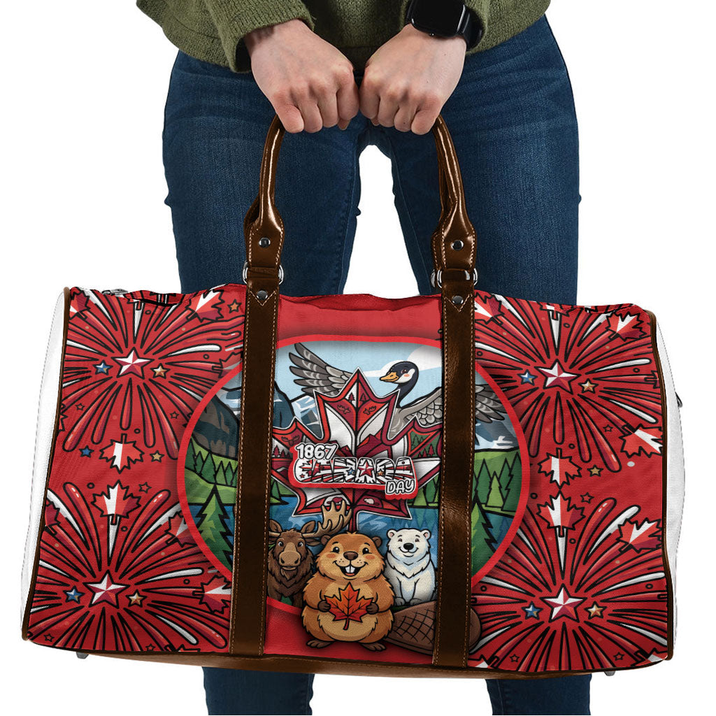 Happy Canada Day Travel Bag Cute Wildlife Animals Maple Leaf