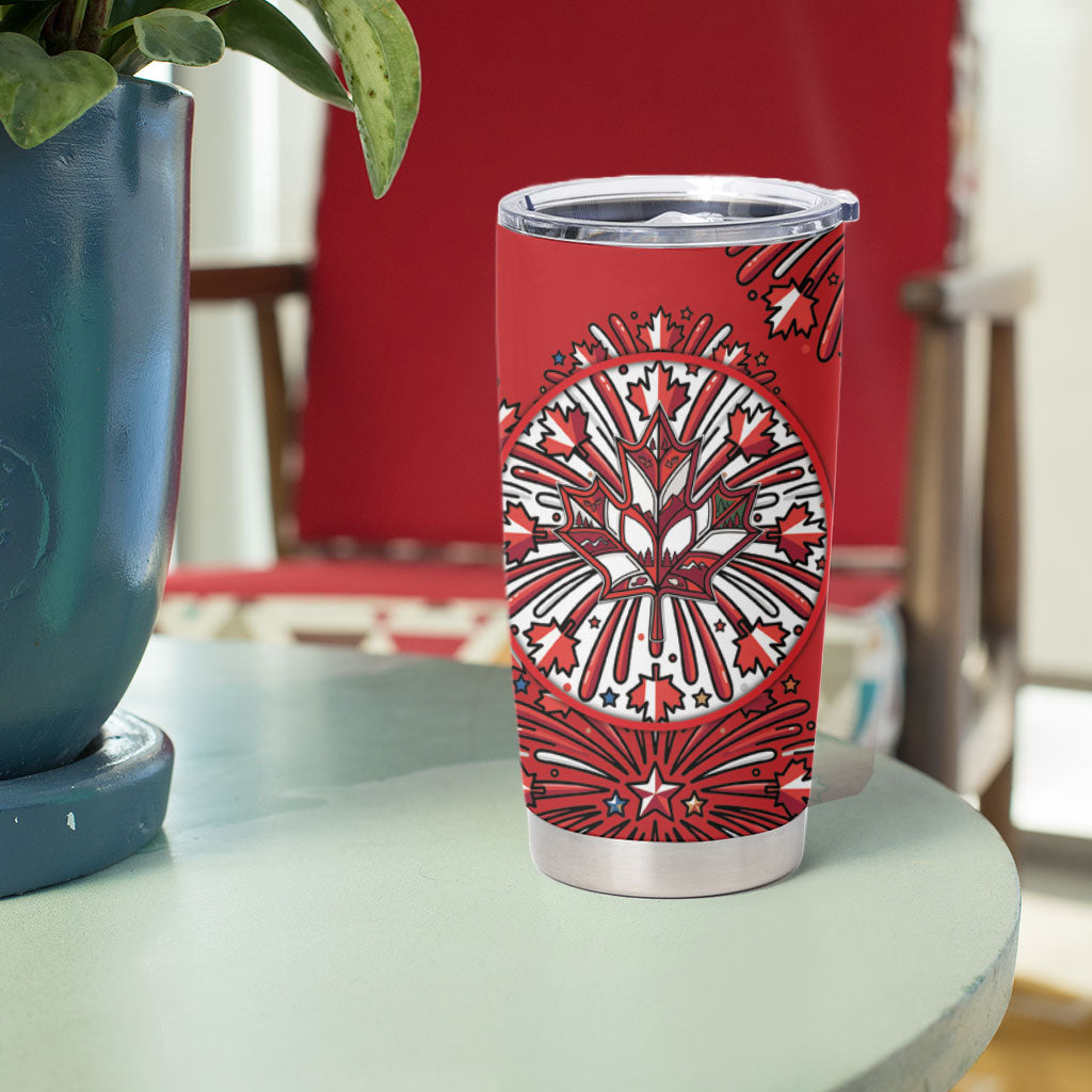 Happy Canada Day Tumbler Cup Cute Wildlife Animals Maple Leaf