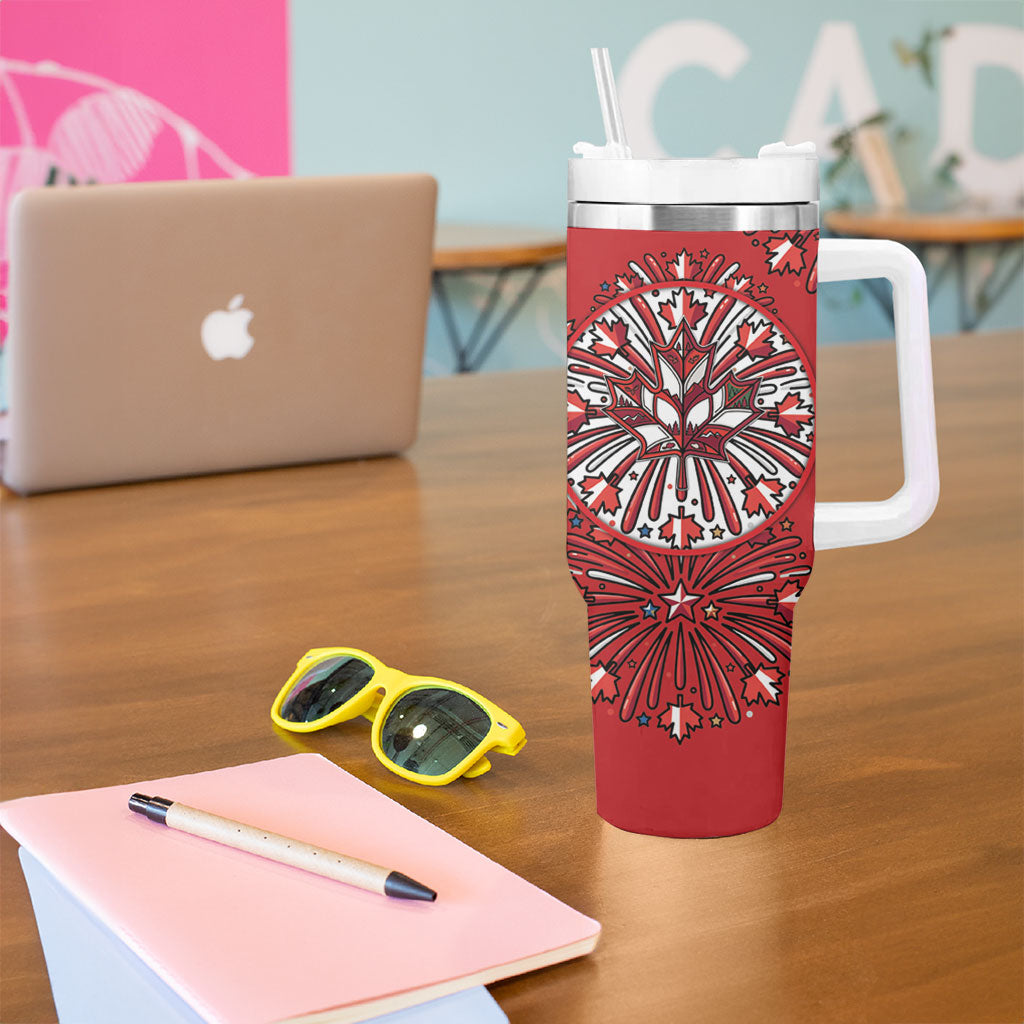Happy Canada Day Tumbler With Handle Cute Wildlife Animals Maple Leaf