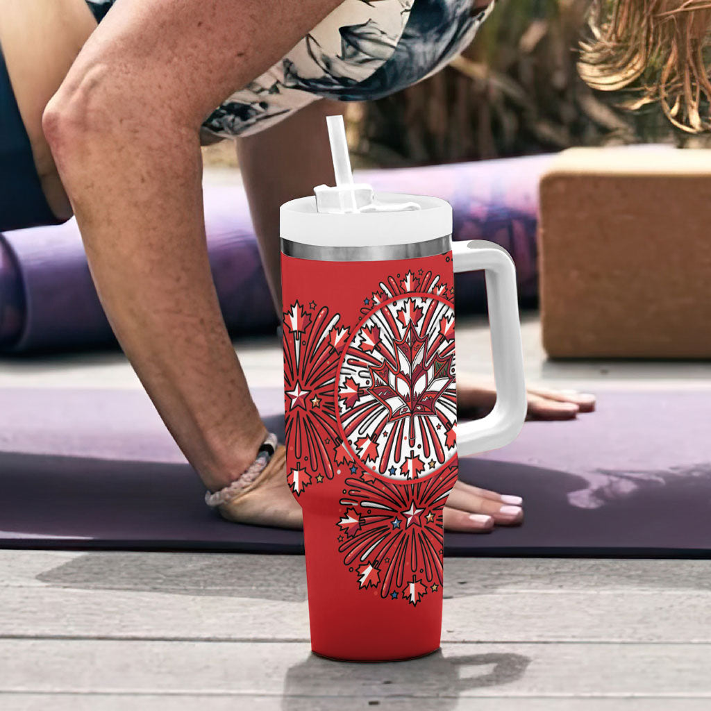 Happy Canada Day Tumbler With Handle Cute Wildlife Animals Maple Leaf