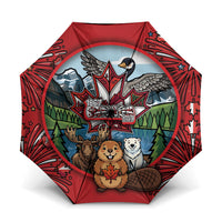 Happy Canada Day Umbrella Cute Wildlife Animals Maple Leaf
