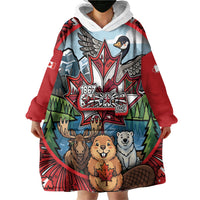 Happy Canada Day Wearable Blanket Hoodie Cute Wildlife Animals Maple Leaf