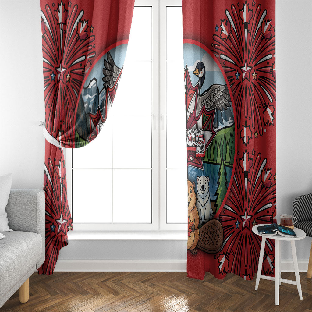 Happy Canada Day Window Curtain Cute Wildlife Animals Maple Leaf