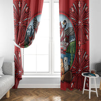 Happy Canada Day Window Curtain Cute Wildlife Animals Maple Leaf