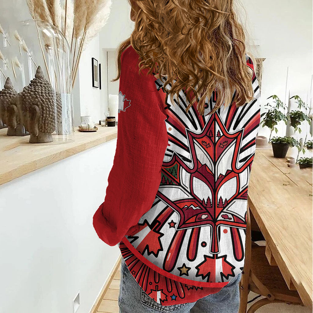 Happy Canada Day Women Casual Shirt Cute Wildlife Animals Maple Leaf