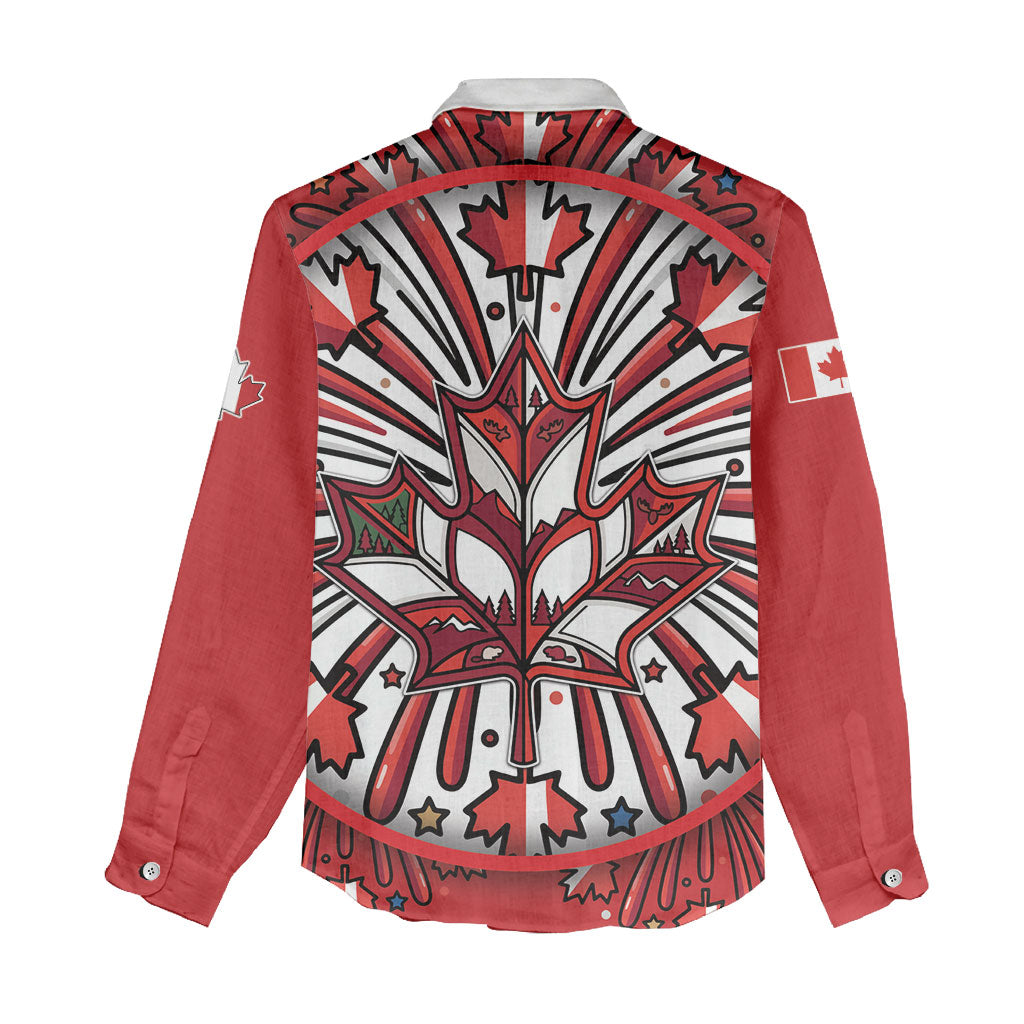 Happy Canada Day Women Casual Shirt Cute Wildlife Animals Maple Leaf