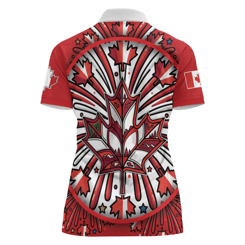 Happy Canada Day Women Polo Shirt Cute Wildlife Animals Maple Leaf