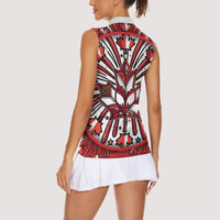 Happy Canada Day Women Sleeveless Polo Shirt Cute Wildlife Animals Maple Leaf