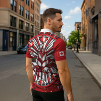 Happy Canada Day Zipper Polo Shirt Cute Wildlife Animals Maple Leaf