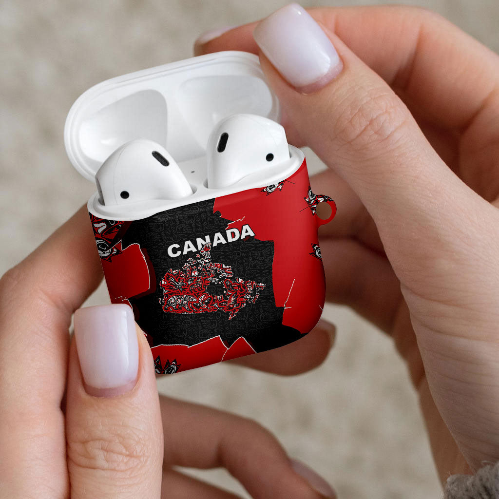 Canada National Indigenous Peoples Day AirPods Case Red Map Haida Totem Patterns