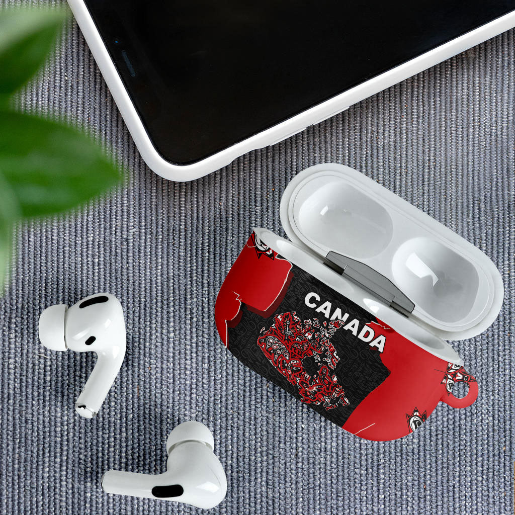 Canada National Indigenous Peoples Day AirPods Case Red Map Haida Totem Patterns