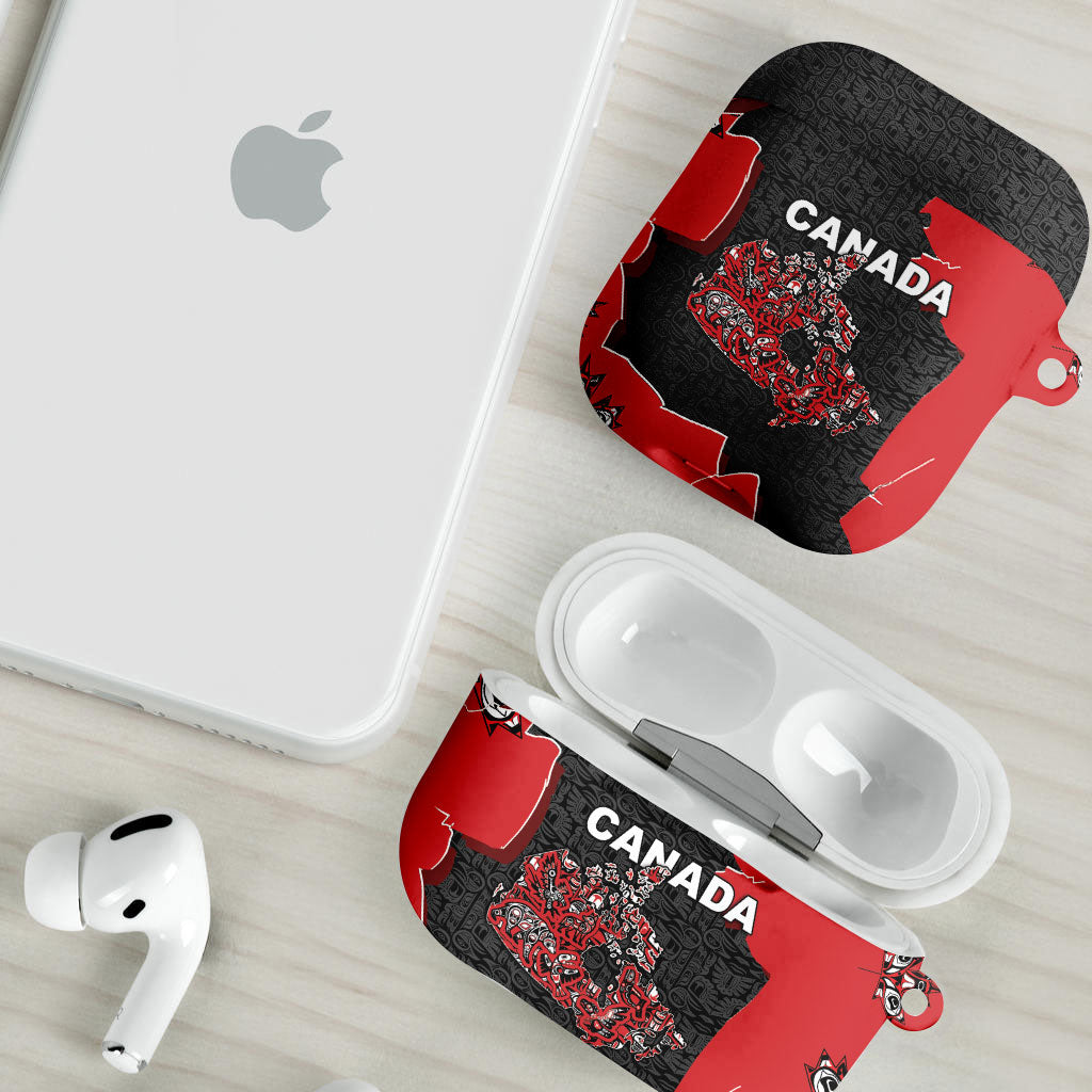 Canada National Indigenous Peoples Day AirPods Case Red Map Haida Totem Patterns