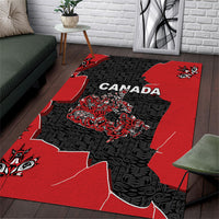 Canada National Indigenous Peoples Day Area Rug Red Map Haida Totem Patterns