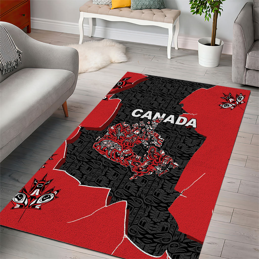 Canada National Indigenous Peoples Day Area Rug Red Map Haida Totem Patterns