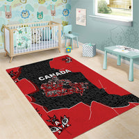 Canada National Indigenous Peoples Day Area Rug Red Map Haida Totem Patterns