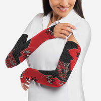 Canada National Indigenous Peoples Day Arm Sleeves Red Map Haida Totem Patterns