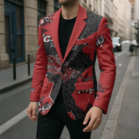 Canada National Indigenous Peoples Day Blazer Red Map Haida Totem Patterns