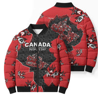 Canada National Indigenous Peoples Day Bomber Puffer Jacket Red Map Haida Totem Patterns