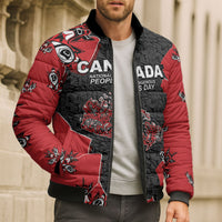 Canada National Indigenous Peoples Day Bomber Puffer Jacket Red Map Haida Totem Patterns