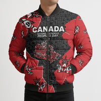 Canada National Indigenous Peoples Day Bomber Puffer Jacket Red Map Haida Totem Patterns