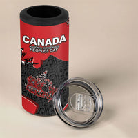 Canada National Indigenous Peoples Day 4 in 1 Can Cooler Tumbler Red Map Haida Totem Patterns