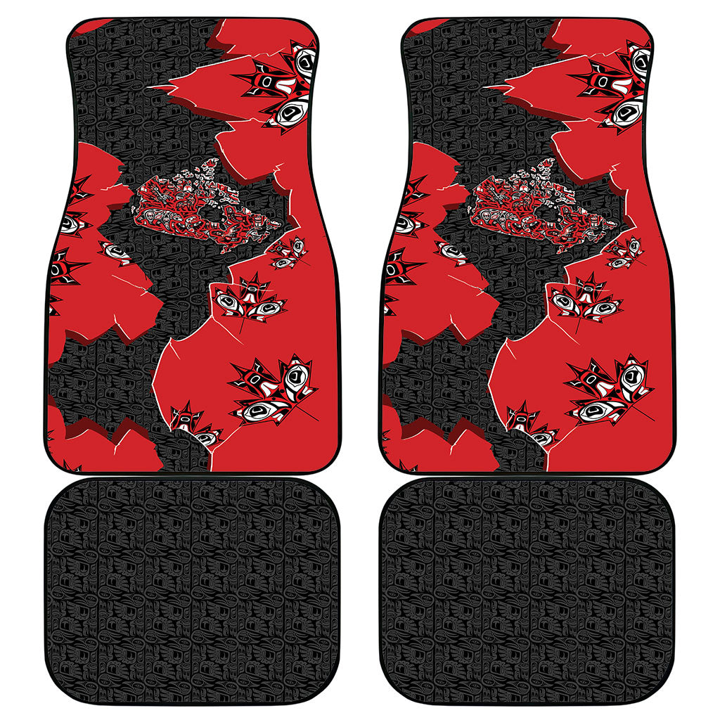 Canada National Indigenous Peoples Day Car Mats Red Map Haida Totem Patterns